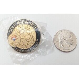 2002 SALT LAKE CITY OLYMPIC PIN / BUTTON GOLD MEDAL MILE A HEALTHIER YOU 2002